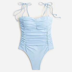 New J. Crew Ruched Tie-Shoulder One Piece Bathing Suit
